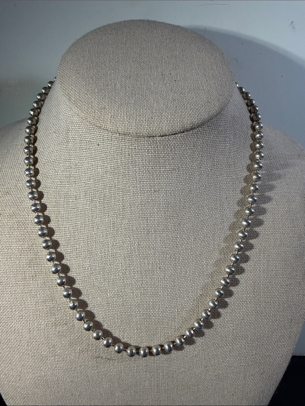 925, Sterling Silver Ball Beaded Necklace, Vintage